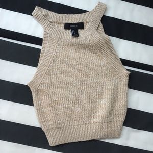 Forever 21 Tan Marled Knit Cropped Cami Top, NWOT
